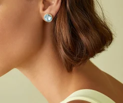 Earrings-Marco Bicego 18K Yellow Gold Blue Topaz Medium Stud Earrings YellowGold