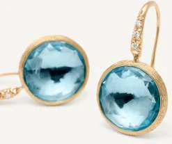 Earrings-Marco Bicego 18K Yellow Gold Blue Topaz Drop Earrings with Diamonds YellowGold