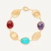 Bracelets-Marco Bicego 18K Yellow Gold Bracelet with Thulite, Turquoise and Charoite Yellowgold