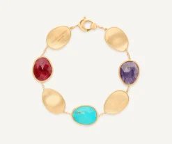 Bracelets-Marco Bicego 18K Yellow Gold Bracelet with Thulite, Turquoise and Charoite Yellowgold