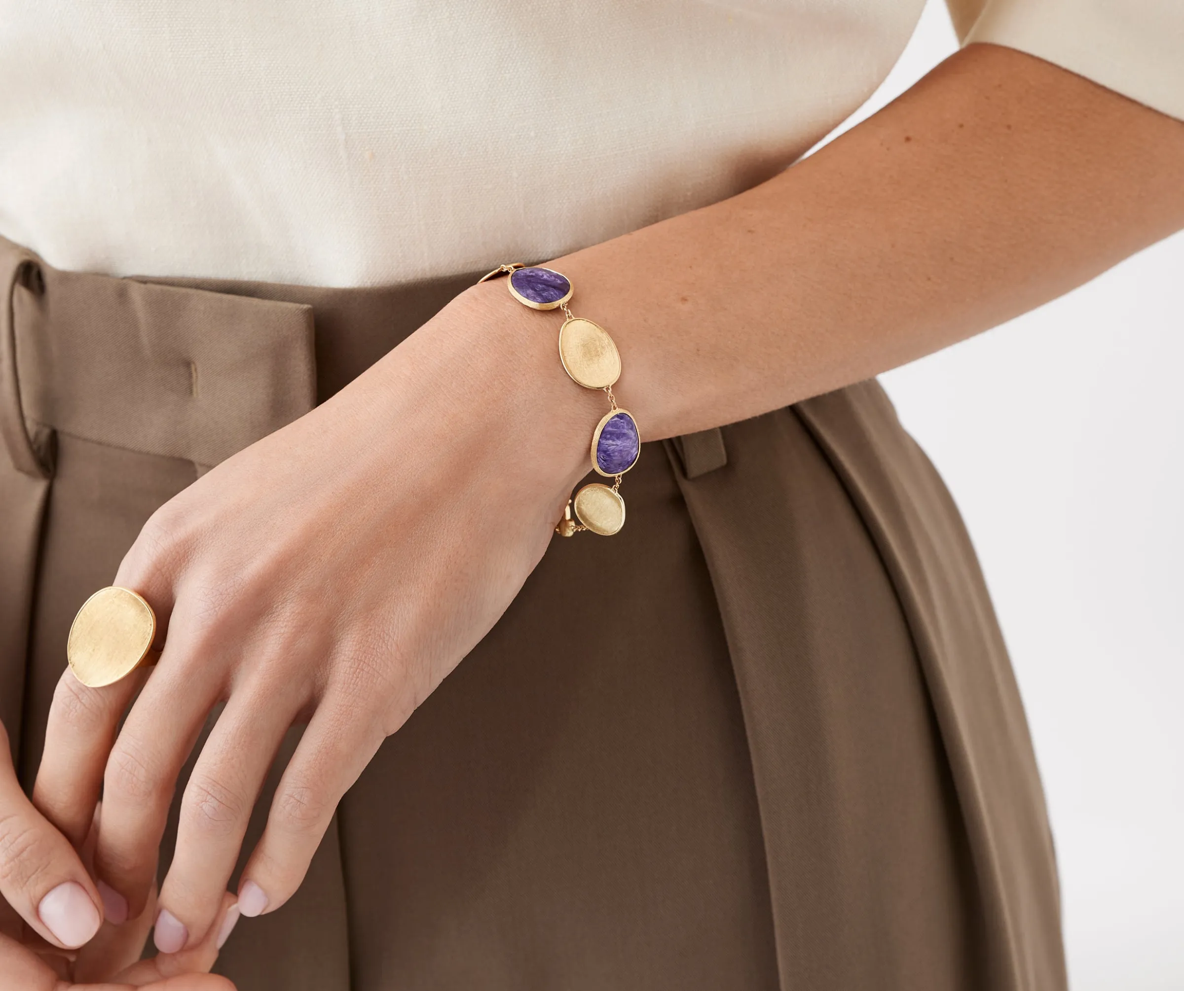 Bracelets-Marco Bicego 18K Yellow Gold Bracelet with Charoite Yellowgold