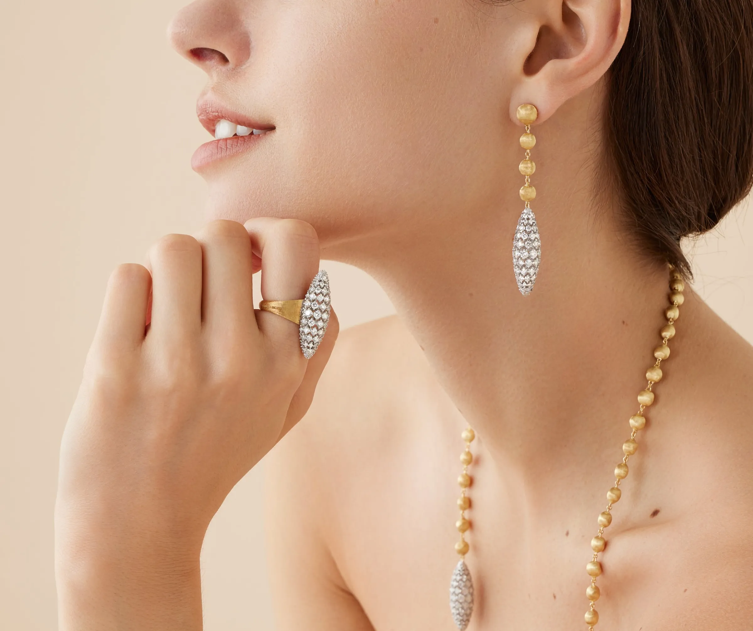 Earrings-Marco Bicego 18K Yellow Gold Chandelier Earrings With Diamonds Yellowgold