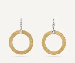 Earrings-Marco Bicego 18K Yellow Gold Circular Drop Earrings With Diamonds Yellowgold