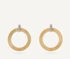 Earrings-Marco Bicego 18K Yellow Gold Circular Earrings With Diamonds Yellowgold