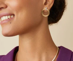 Earrings-Marco Bicego 18K Yellow Gold Circular Earrings With Diamonds Yellowgold