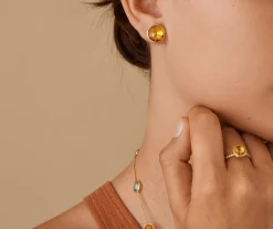 Earrings-Marco Bicego 18K Yellow Gold Citrine Medium Stud Earrings YellowGold