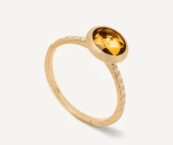 Rings-Marco Bicego 18K Yellow Gold Citrine Ring with Diamond Pavé Shank YellowGold