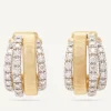 Earrings-Marco Bicego 18K Yellow Gold Coil and 3 Row Diamond Huggie Earrings Yellowgold