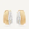 Earrings-Marco Bicego 18K Yellow Gold Coil and 2 Row Diamond Huggie Earrings Yellowgold