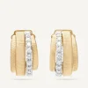 Earrings-Marco Bicego 18K Yellow Gold Coil and Diamond Huggie Earrings Yellowgold