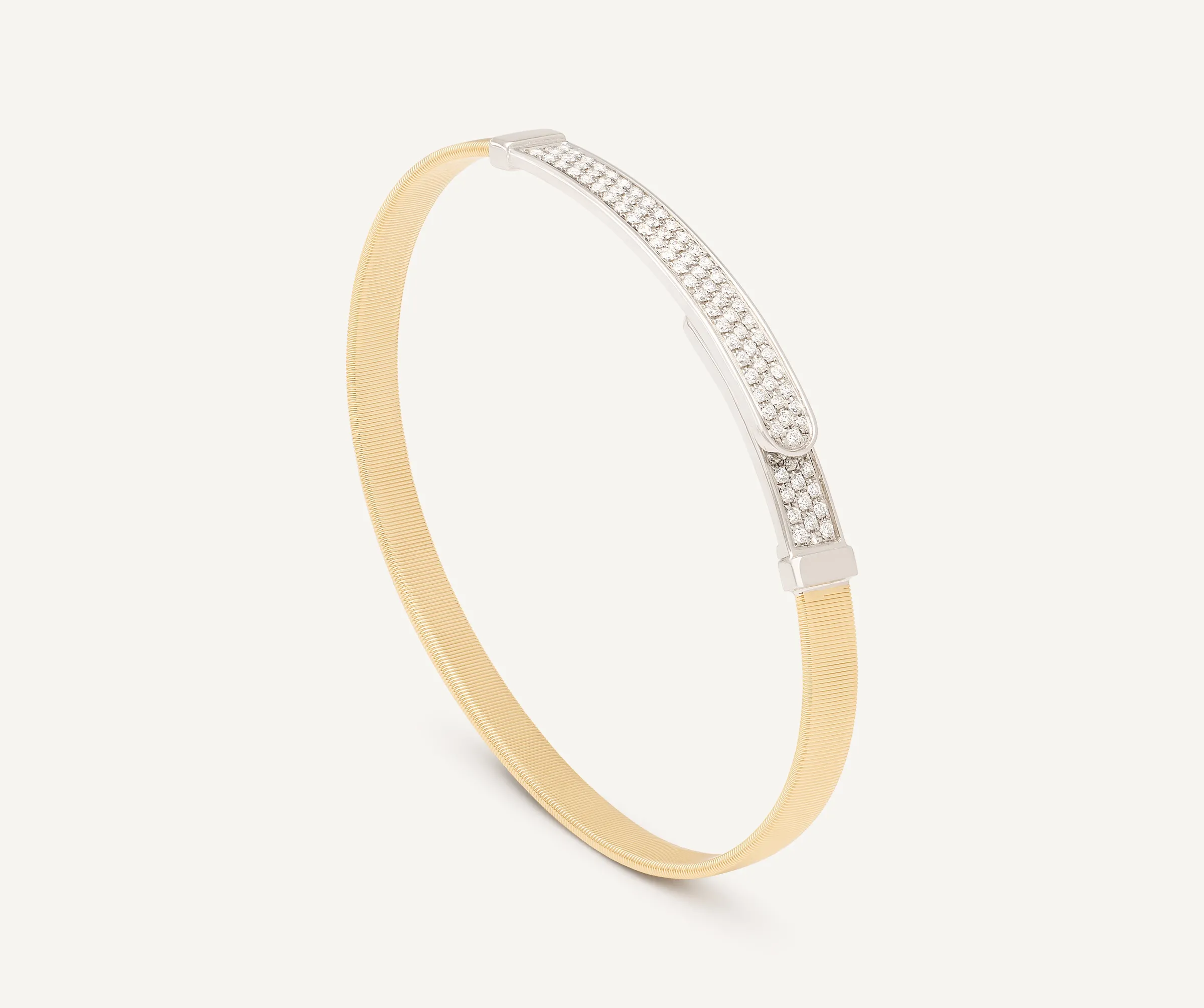 Bracelets-Marco Bicego 18K Yellow Gold Coil and Diamond Pavé Bangle Bracelet, Thin Yellowgold