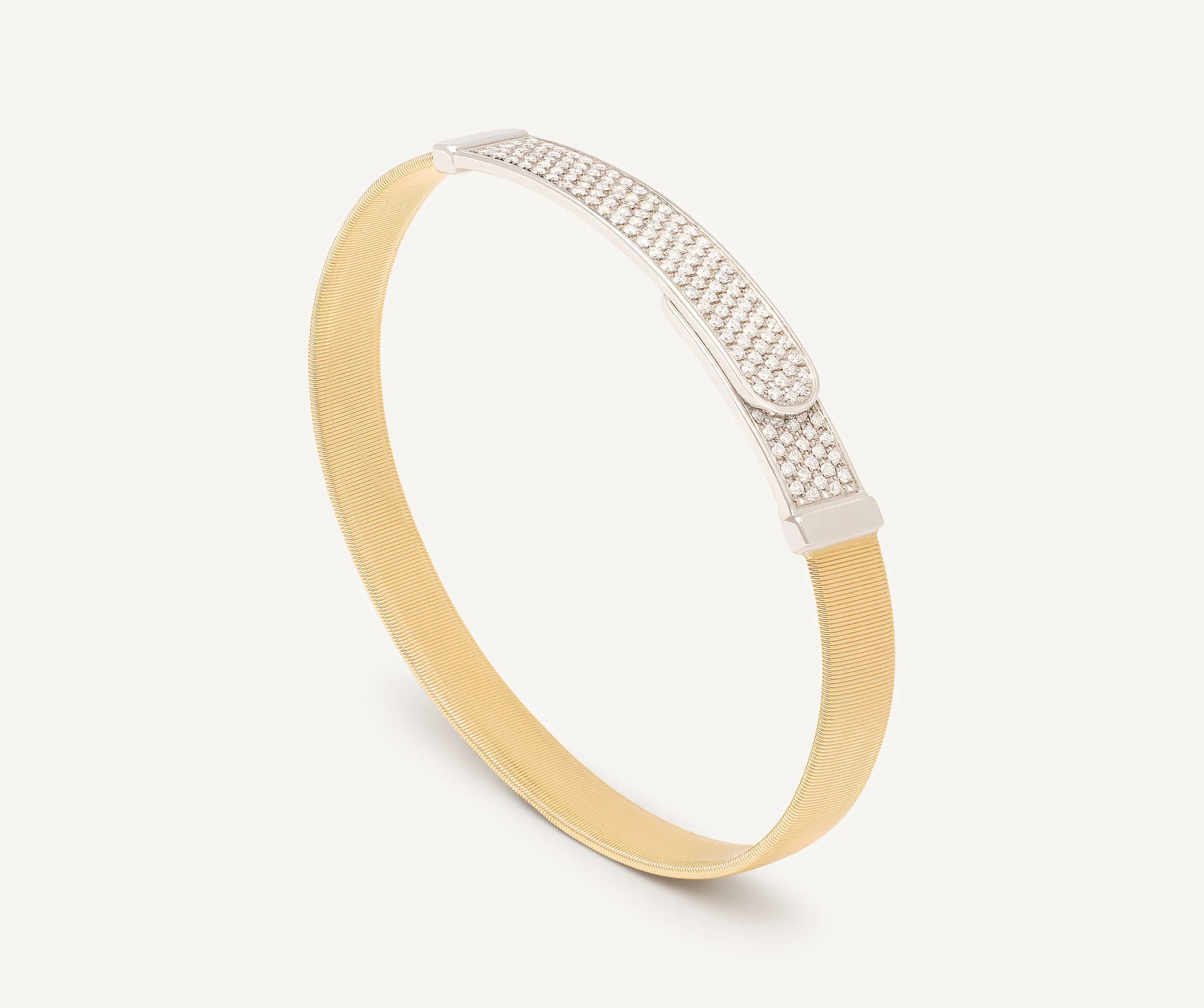 Bracelets-Marco Bicego 18K Yellow Gold Coil and Diamond Pavé Bangle Bracelet, Large Width Yellowgold