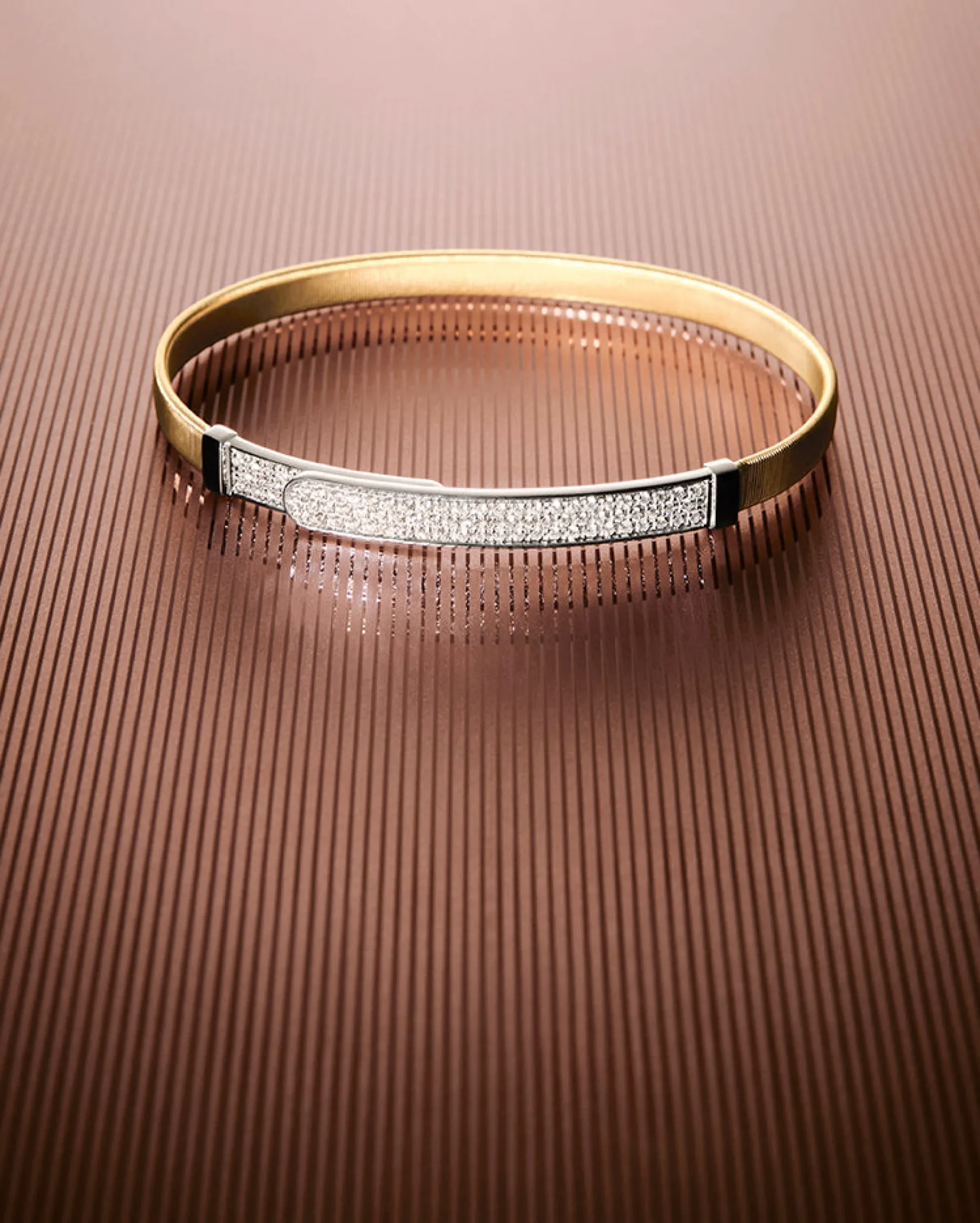 Bracelets-Marco Bicego 18K Yellow Gold Coil and Diamond Pavé Bangle Bracelet, Thin Yellowgold