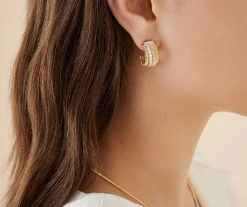 Earrings-Marco Bicego 18K Yellow Gold Coil and Diamond Huggie Earrings Yellowgold