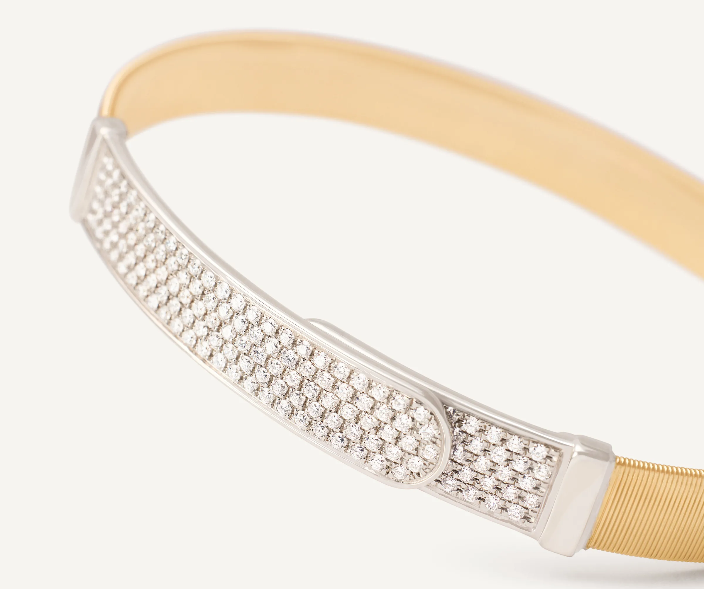 Bracelets-Marco Bicego 18K Yellow Gold Coil and Diamond Pavé Bangle Bracelet, Large Width Yellowgold