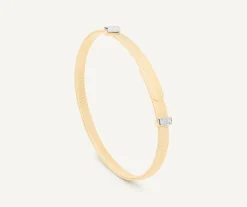 Bracelets-Marco Bicego 18K Yellow Gold Coil Bangle Bracelet With Diamond Pavé, Thin Yellowgold