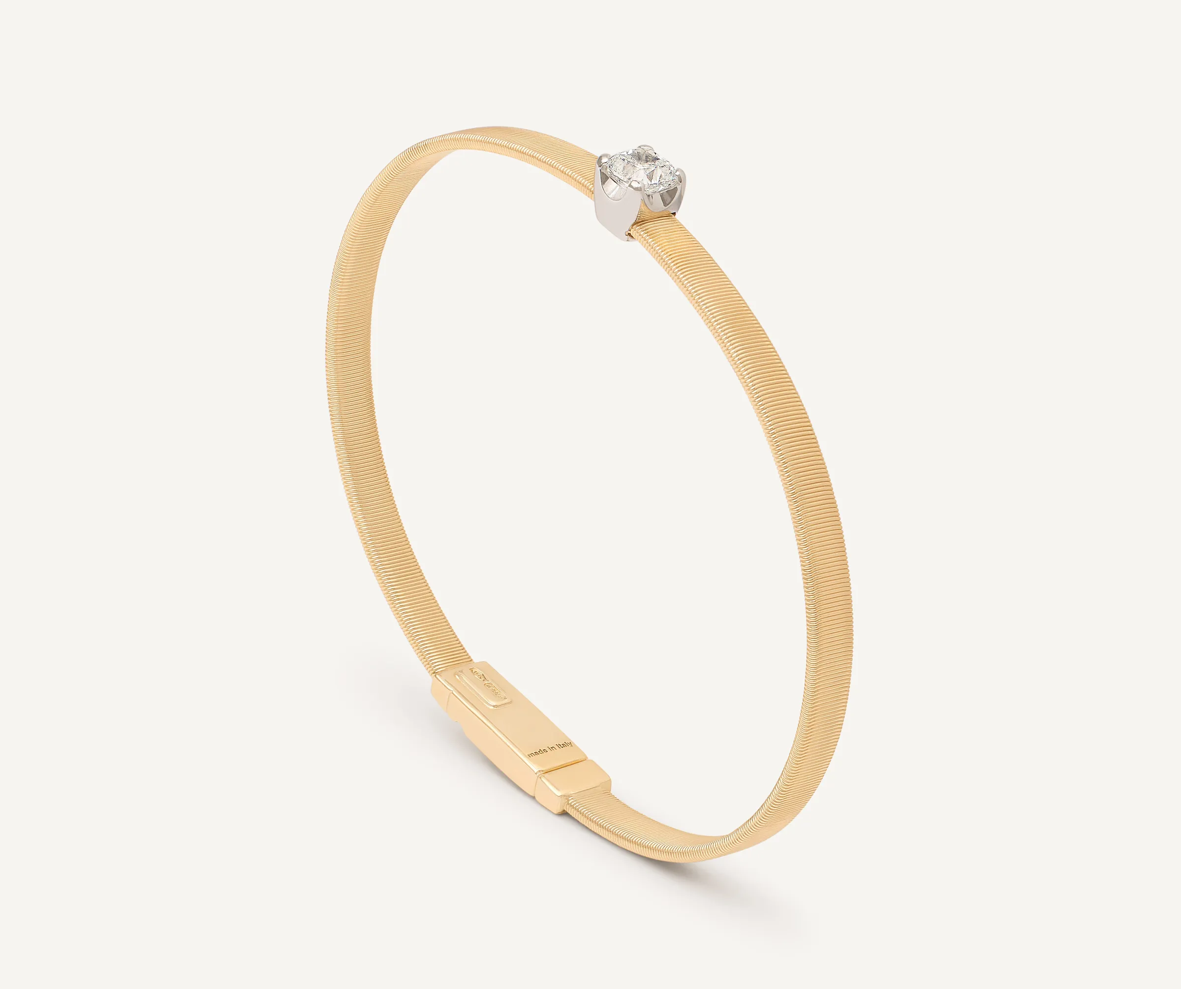 Bracelets-Marco Bicego 18K Yellow Gold Coil Bangle Bracelet With Cushion-Cut Diamond Yellowgold
