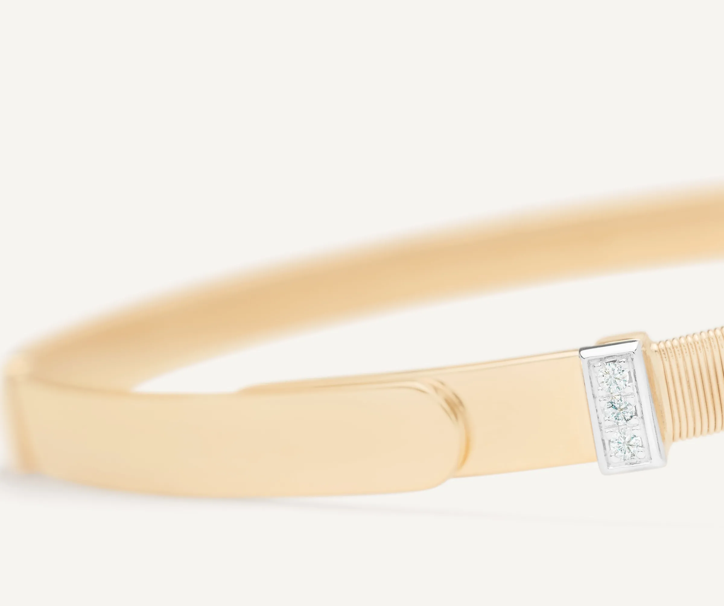 Bracelets-Marco Bicego 18K Yellow Gold Coil Bangle Bracelet With Diamond Pavé, Thin Yellowgold