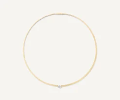 Necklaces-Marco Bicego 18K Yellow Gold Coil Collar With Cushion-Cut Diamond Yellowgold