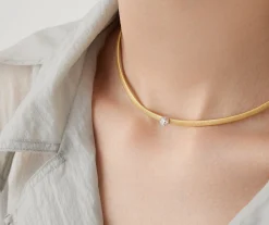 Necklaces-Marco Bicego 18K Yellow Gold Coil Collar With Cushion-Cut Diamond Yellowgold