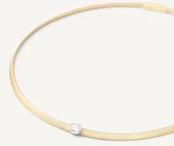 Necklaces-Marco Bicego 18K Yellow Gold Coil Collar With Cushion-Cut Diamond Yellowgold
