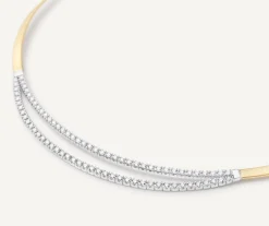 Necklaces-Marco Bicego 18K Yellow Gold Coil Collar With Double Row Diamond Bar Yellowgold