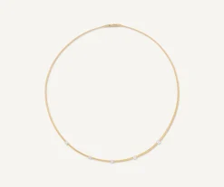 Necklaces-Marco Bicego 18K Yellow Gold Coil Necklace With Diamond Stations Diamonds