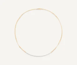 Necklaces-Marco Bicego 18K Yellow Gold Coil Necklace With Diamond Bar Yellowgold