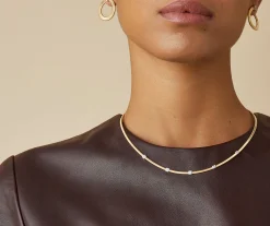 Necklaces-Marco Bicego 18K Yellow Gold Coil Necklace With Diamond Stations Diamonds
