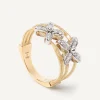 Rings-Marco Bicego 18K Yellow Gold Coil Ring with 2 Diamond Flower Accents Yellowgold