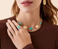 Necklaces-Marco Bicego 18K Yellow Gold Collar Necklace with Turquoise Yellowgold