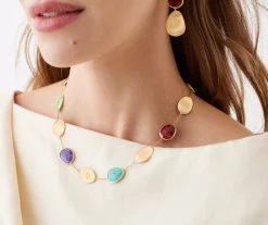 Necklaces-Marco Bicego 18K Yellow Gold Collar Necklace with Mixed Gemstones Yellowgold