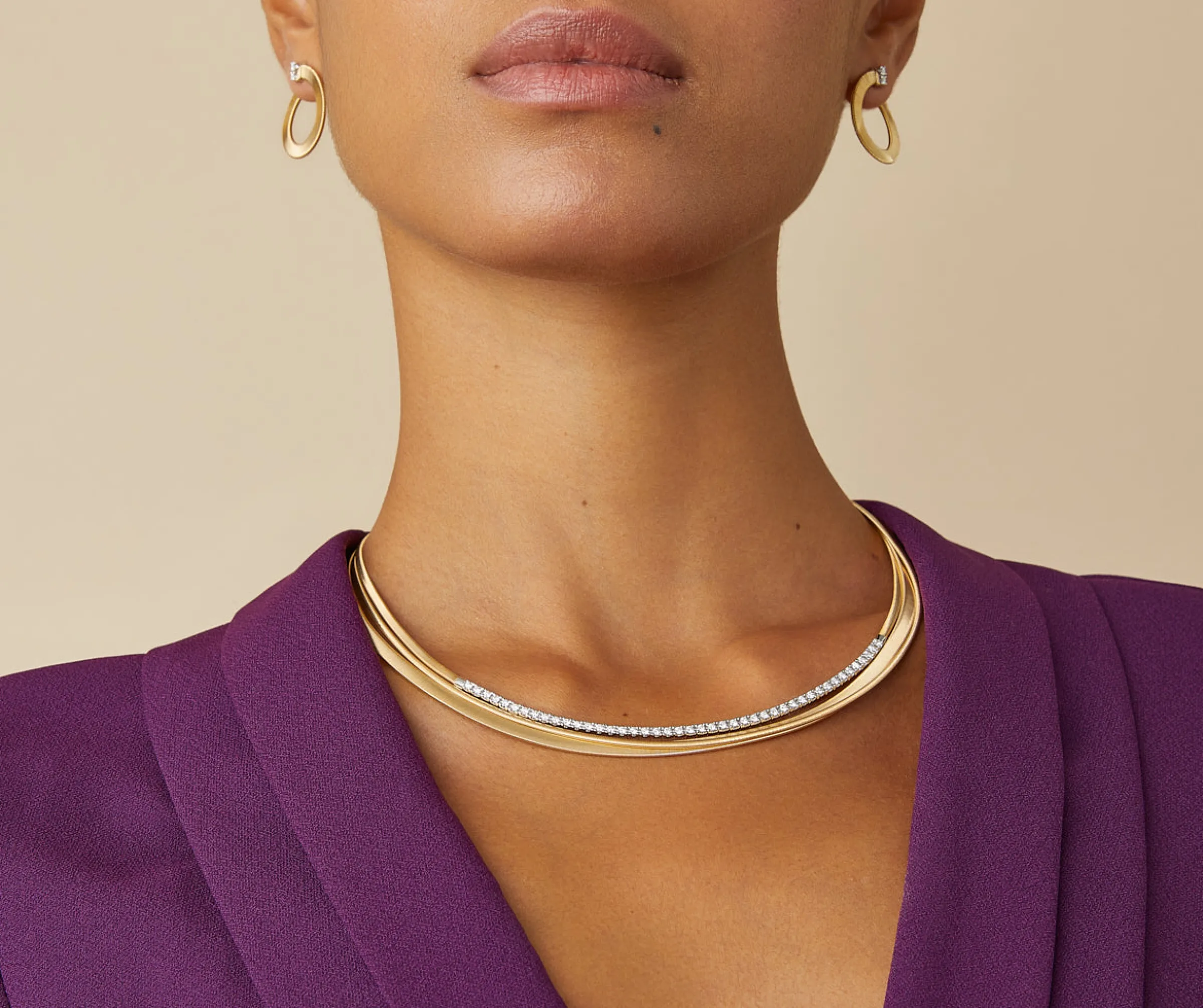 Necklaces-Marco Bicego 18K Yellow Gold Collar With Diamonds Yellowgold