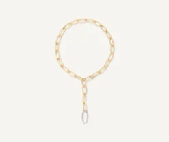 Necklaces-Marco Bicego 18K Yellow Gold Convertible Oval Link Lariat With Pavé Diamonds Yellowgold