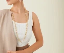 Necklaces-Marco Bicego 18K Yellow Gold Convertible Oval Link Necklace With Pavé Diamonds Links Yellowgold