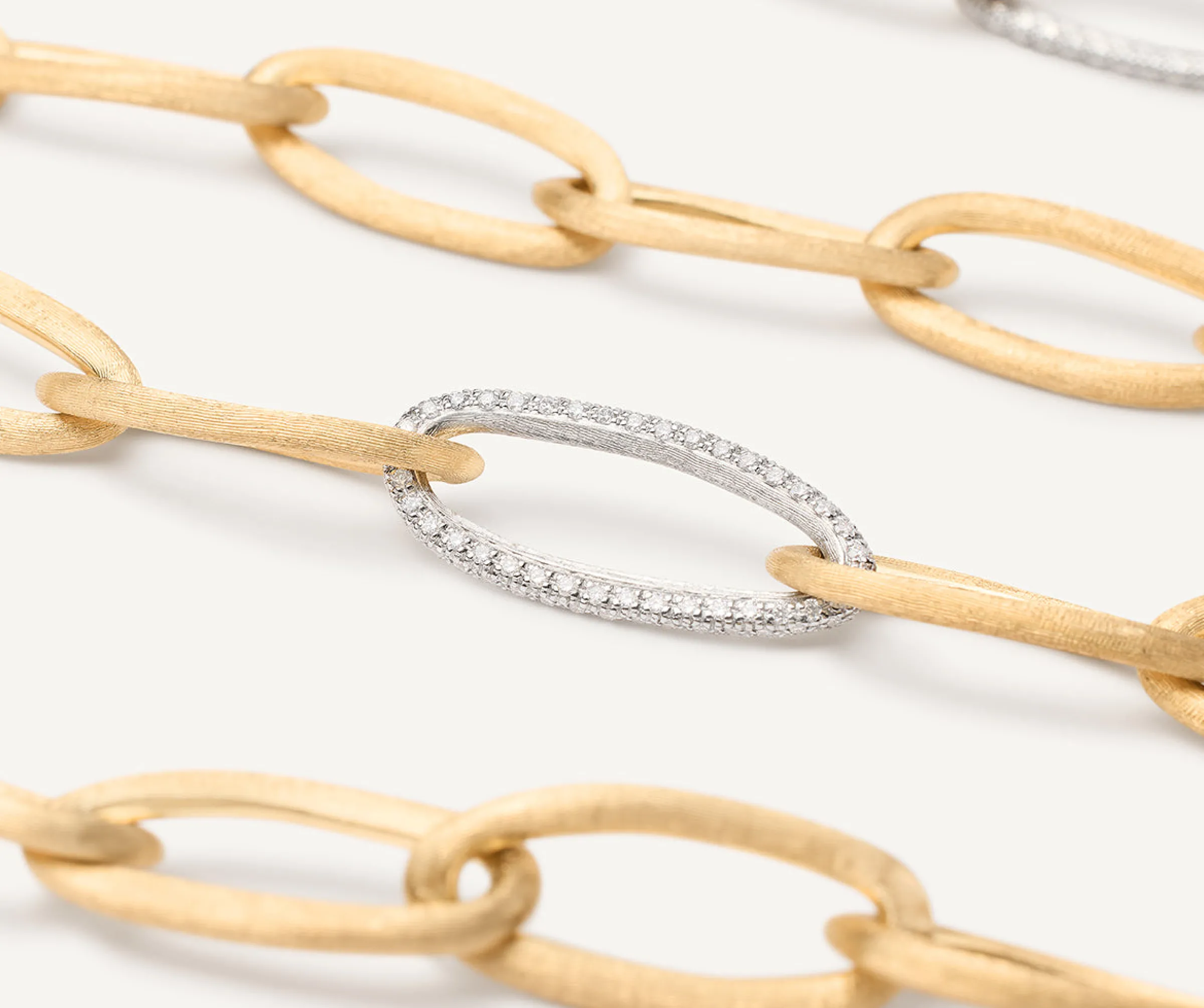 Necklaces-Marco Bicego 18K Yellow Gold Convertible Oval Link Necklace With Pavé Diamonds Links Yellowgold
