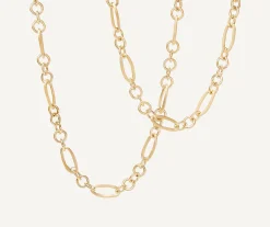 Necklaces-Marco Bicego 18K Yellow Gold Convertible Link Necklace, Engraved u0026 Polished Yellowgold