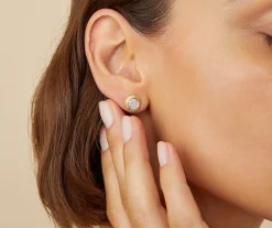 Earrings-Marco Bicego 18K Yellow Gold Diamond Pavé Stud Earrings Yellowgold
