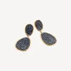 Earrings-Marco Bicego 18K Yellow Gold Double Drop Pavé Sapphire Earrings Yellowgold