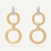 Earrings-Marco Bicego 18K Yellow Gold Double Drop Earrings with Diamonds Yellowgold