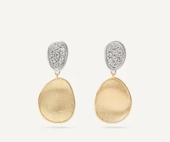 Earrings-Marco Bicego 18K Yellow Gold Double Drop Earrings With Diamonds, Small Yellowgold