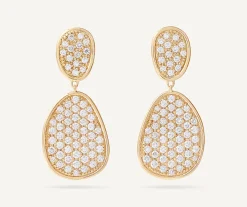 Earrings-Marco Bicego 18K Yellow Gold Double Drop Pavé Diamond Earrings Yellowgold