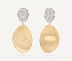 Earrings-Marco Bicego 18K Yellow Gold Double Drop Earrings With Diamonds, Large Yellowgold