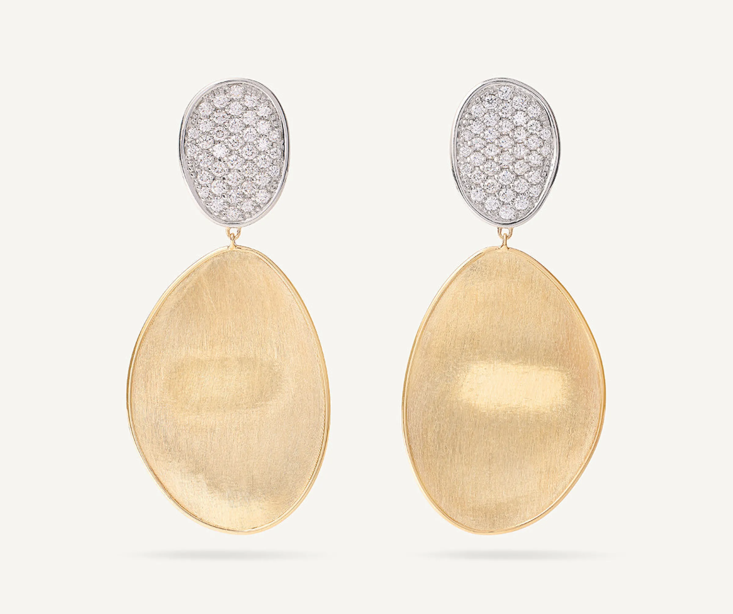 Earrings-Marco Bicego 18K Yellow Gold Double Drop Earrings With Diamonds, Large Yellowgold