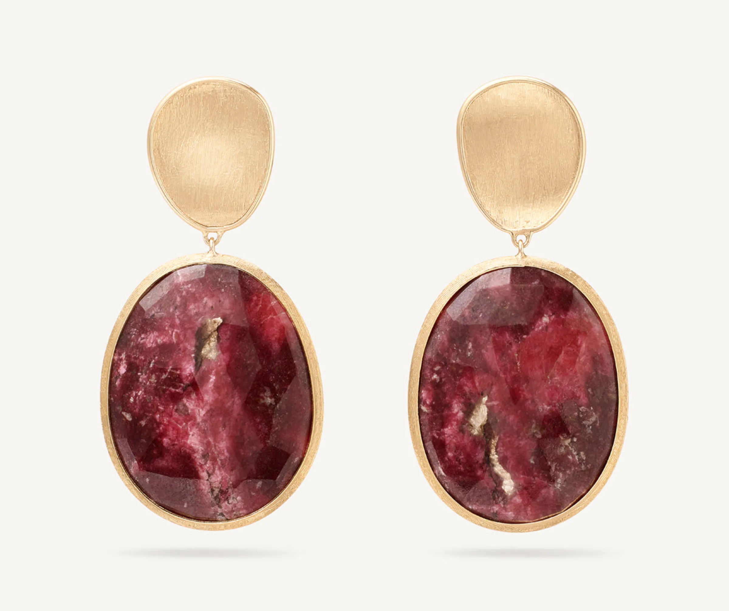 Earrings-Marco Bicego 18K Yellow Gold Double Drop Thulite Earrings Yellowgold