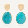 Earrings-Marco Bicego 18K Yellow Gold Double Drop Turquoise Earrings Yellowgold