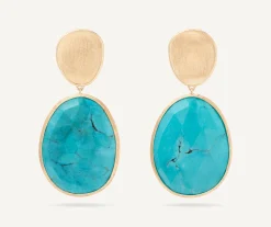 Earrings-Marco Bicego 18K Yellow Gold Double Drop Turquoise Earrings Yellowgold