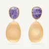 Earrings-Marco Bicego 18K Yellow Gold Double Drop Charoite Earrings Yellowgold