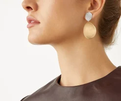 Earrings-Marco Bicego 18K Yellow Gold Double Drop Earrings With Diamonds, Large Yellowgold