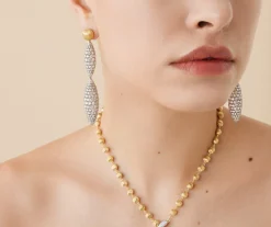 Earrings-Marco Bicego 18K Yellow Gold Double Drop Earrings With Diamonds Yellowgold